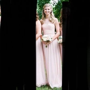 Long one shoulder pink dress